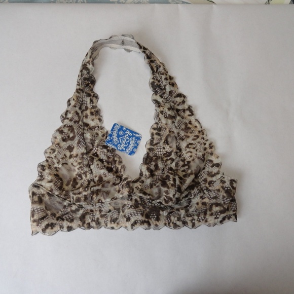 Free People Halter Bra Leopard Print Floral Brown - Picture 2 of 6